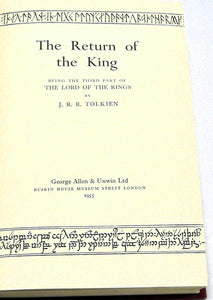 The Lord of the Rings Trilogy by J. R. R. Tolkien First edition, first impressions